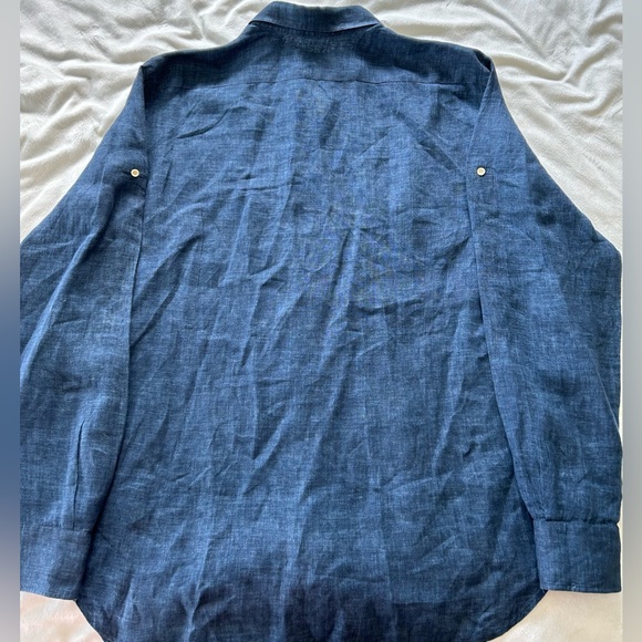 Saks Fifth Avenue COLLECTION Linen Button Down Shirt, XXL - Picture 4 of 4